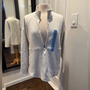 Eddie Bauer Gray Quilted Half-Zip Pullover